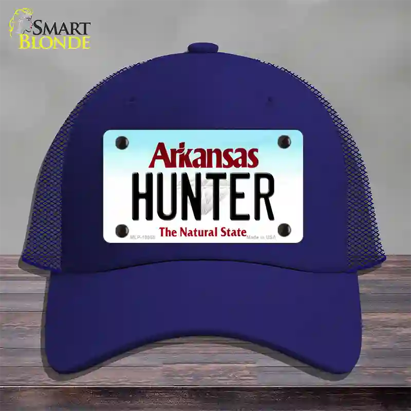 Hunter Arkansas Novelty License Plate Hat Mesh / Royal Blue