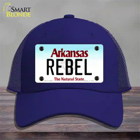 Rebel Arkansas Novelty License Plate Hat Mesh / Royal Blue