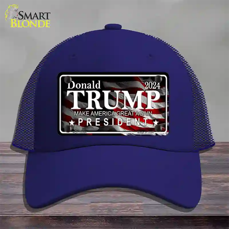 Trump 2024 Novelty License Plate Hat Mesh / Royal Blue