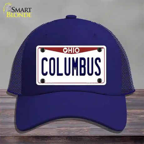 Columbus Ohio Novelty License Plate Hat Mesh / Royal Blue