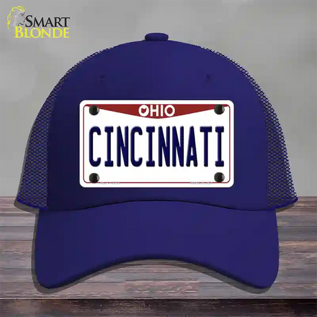 Cincinnati Ohio Novelty License Plate Hat Mesh / Royal Blue