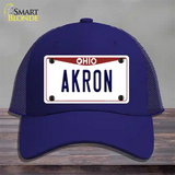 Akron Ohio Novelty License Plate Hat Mesh / Royal Blue