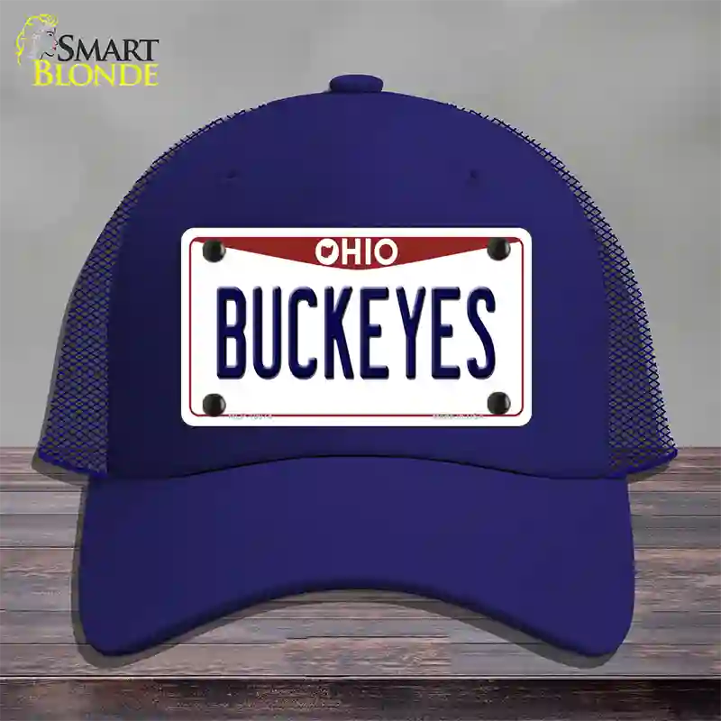 Buckeyes Ohio Novelty License Plate Hat Mesh / Royal Blue