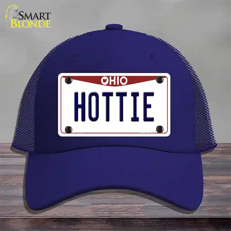 Hottie Ohio Novelty License Plate Hat Mesh / Royal Blue