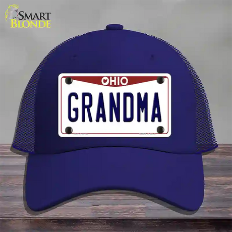 Grandma Ohio Novelty License Plate Hat Mesh / Royal Blue