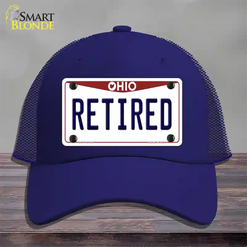 Retired Ohio Novelty License Plate Hat Mesh / Royal Blue