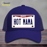 Hot Mama Ohio Novelty License Plate Hat Mesh / Royal Blue