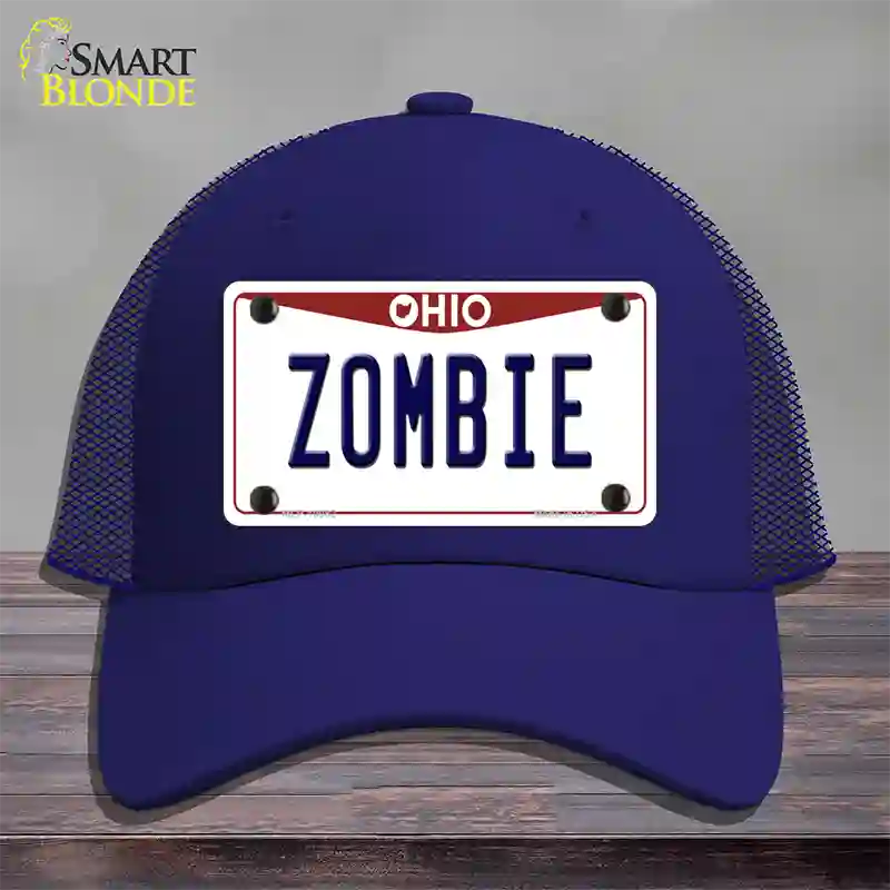 Zombie Ohio Novelty License Plate Hat Mesh / Royal Blue