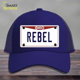 Rebel Ohio Novelty License Plate Hat Mesh / Royal Blue