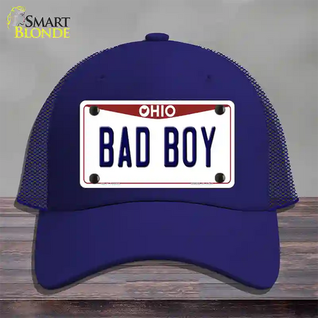 Bad Boy Ohio Novelty License Plate Hat Mesh / Royal Blue