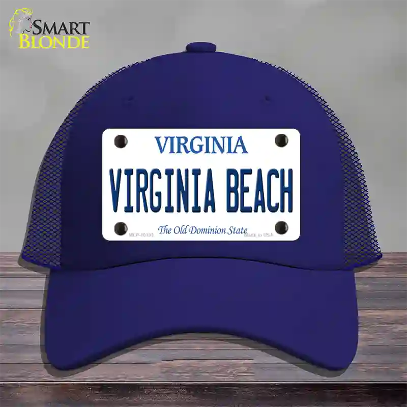 Virginia Beach Virginia Novelty License Plate Hat Mesh / Royal Blue