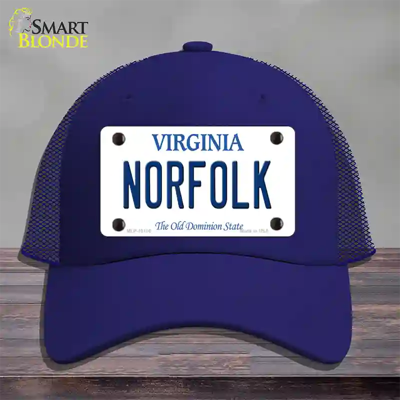 Norfolk Virginia Novelty License Plate Hat Mesh / Royal Blue