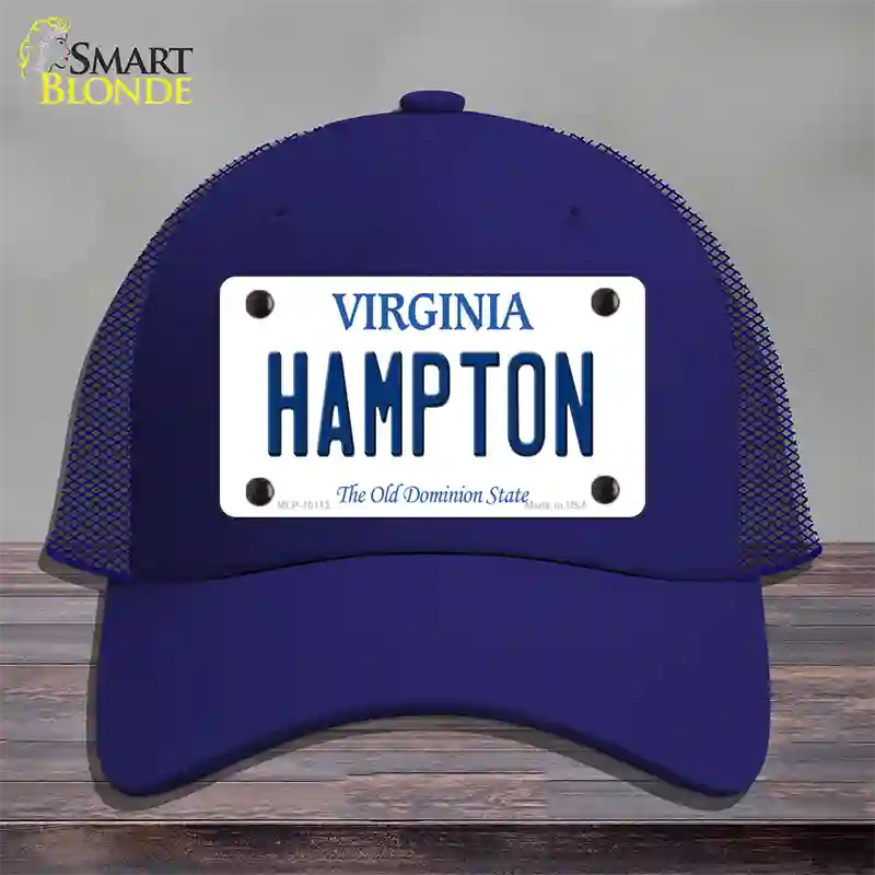 Hampton Virginia Novelty License Plate Hat Mesh / Royal Blue