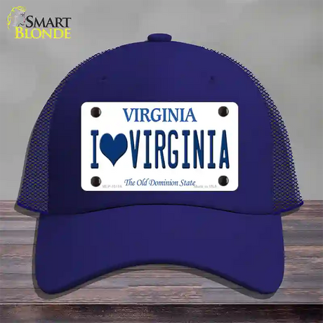 I Love Virginia Novelty License Plate Hat Mesh / Royal Blue