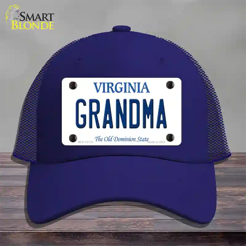 Grandma Virginia Novelty License Plate Hat Mesh / Royal Blue