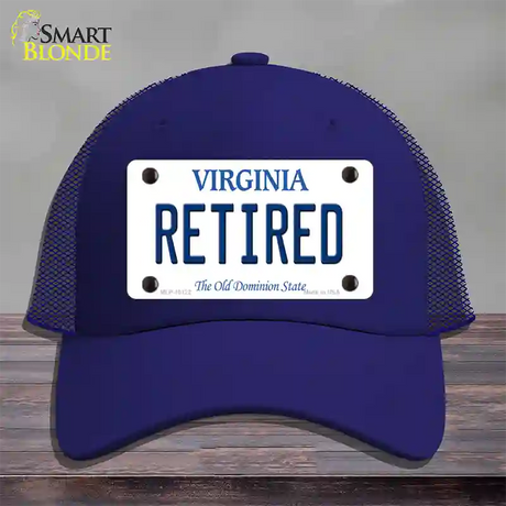 Retired Virginia Novelty License Plate Hat Mesh / Royal Blue