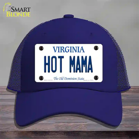 Hot Mama Virginia Novelty License Plate Hat Mesh / Royal Blue