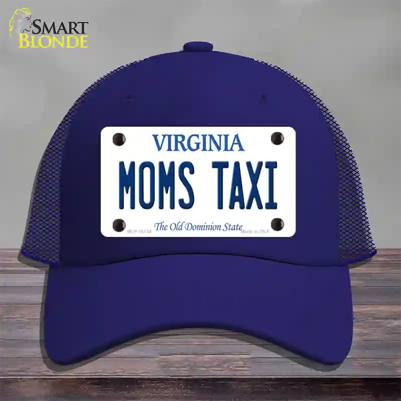 Moms Taxi Virginia Novelty License Plate Hat Mesh / Royal Blue