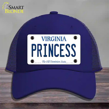 Princess Virginia Novelty License Plate Hat Mesh / Royal Blue