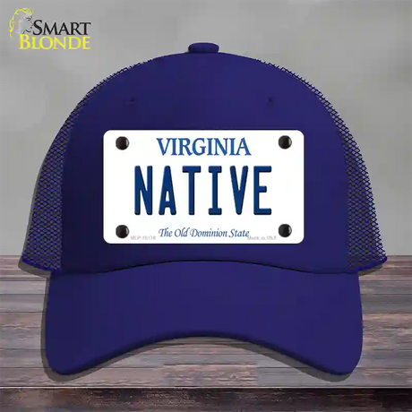 Native Virginia Novelty License Plate Hat Mesh / Royal Blue