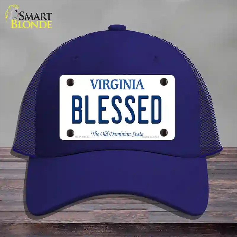 Blessed Virginia Novelty License Plate Hat Mesh / Royal Blue