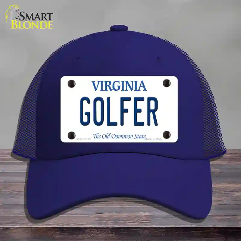 Golfer Virginia Novelty License Plate Hat Mesh / Royal Blue