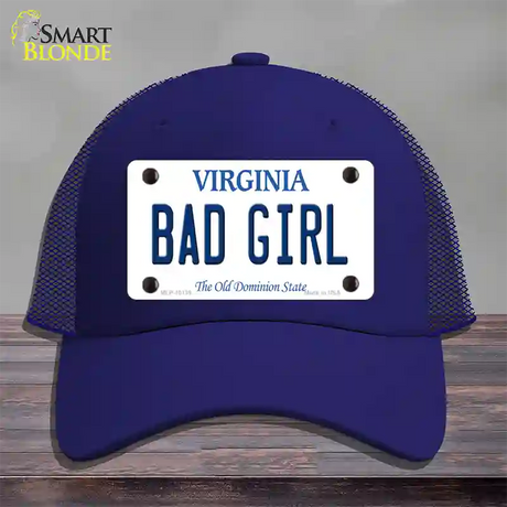 Bad Girl Virginia Novelty License Plate Hat Mesh / Royal Blue