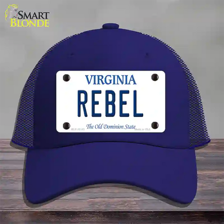 Rebel Virginia Novelty License Plate Hat Mesh / Royal Blue