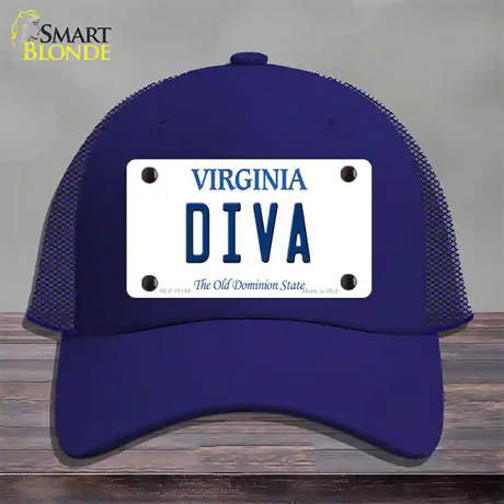 Diva Virginia Novelty License Plate Hat Mesh / Royal Blue