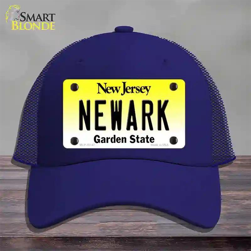 Newark New Jersey Novelty License Plate Hat Mesh / Royal Blue