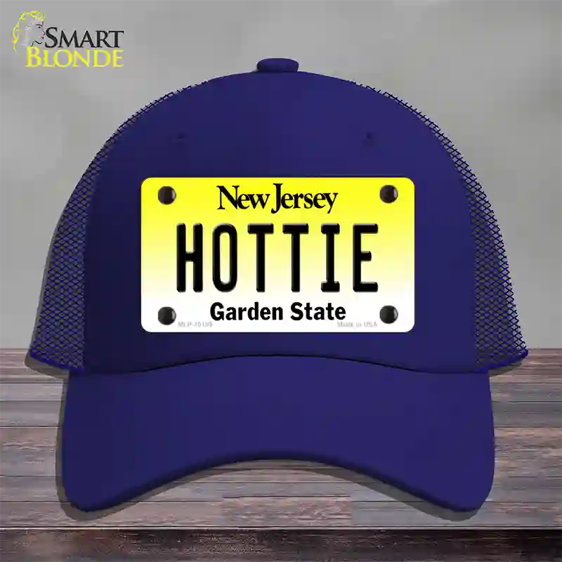 Hottie New Jersey Novelty License Plate Hat Mesh / Royal Blue