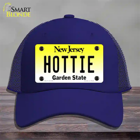 Hottie New Jersey Novelty License Plate Hat Mesh / Royal Blue