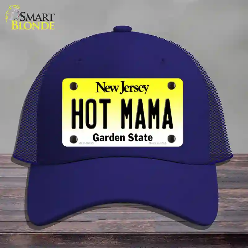 Hot Mama New Jersey Novelty License Plate Hat Mesh / Royal Blue