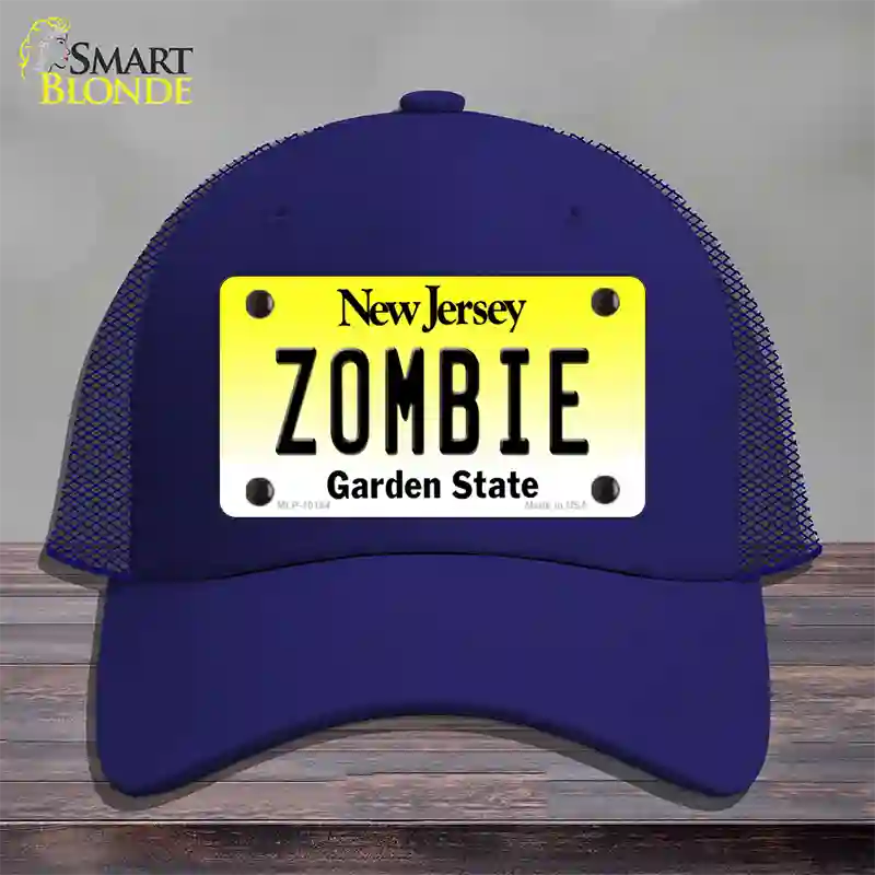 Zombie New Jersey Novelty License Plate Hat Mesh / Royal Blue