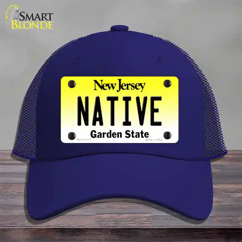 Native New Jersey Novelty License Plate Hat Mesh / Royal Blue