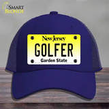 Golfer New Jersey Novelty License Plate Hat Mesh / Royal Blue