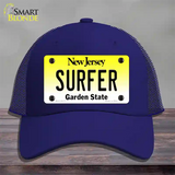 Surfer New Jersey Novelty License Plate Hat Mesh / Royal Blue