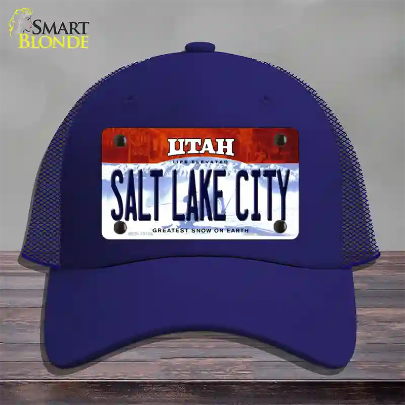 Salt Lake City Utah Novelty License Plate Hat Mesh / Royal Blue