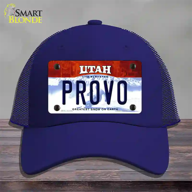 Provo Utah Novelty License Plate Hat Mesh / Royal Blue