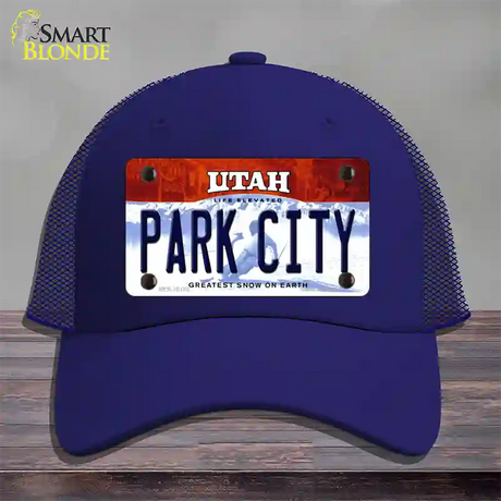 Park City Utah Novelty License Plate Hat Mesh / Royal Blue