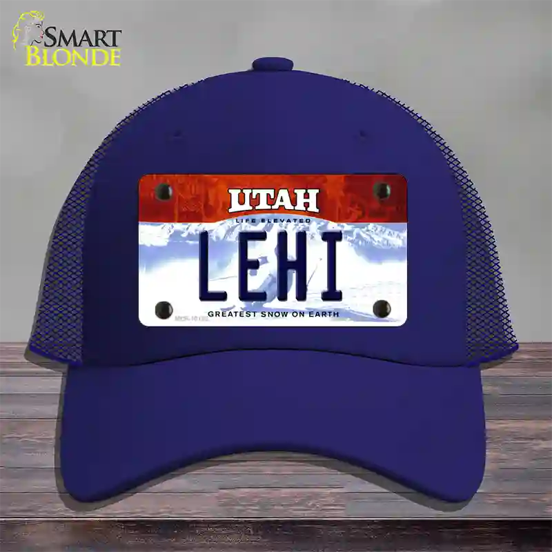 Lehi Utah Novelty License Plate Hat Mesh / Royal Blue