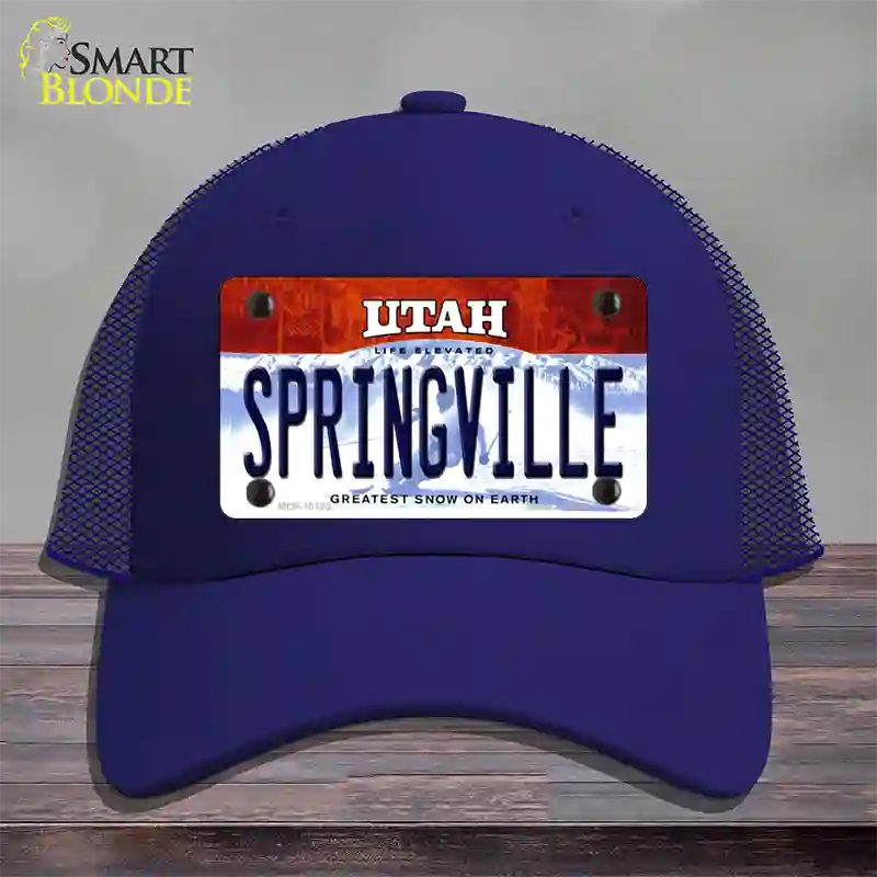 Springville Utah Novelty License Plate Hat Mesh / Royal Blue