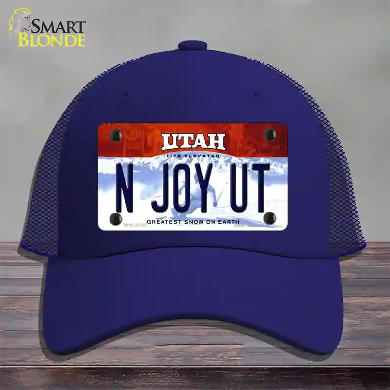 N Joy UT Utah Novelty License Plate Hat Mesh / Royal Blue