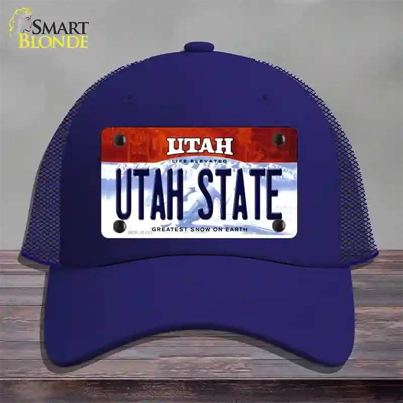 Utah State Utah Novelty License Plate Hat Mesh / Royal Blue