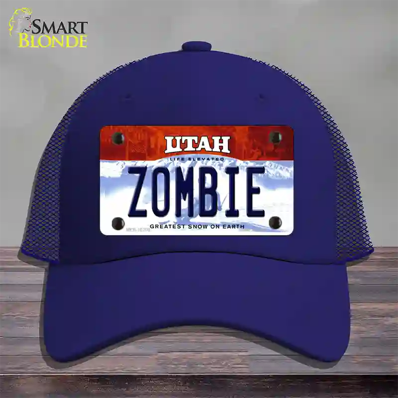 Zombie Utah Novelty License Plate Hat Mesh / Royal Blue