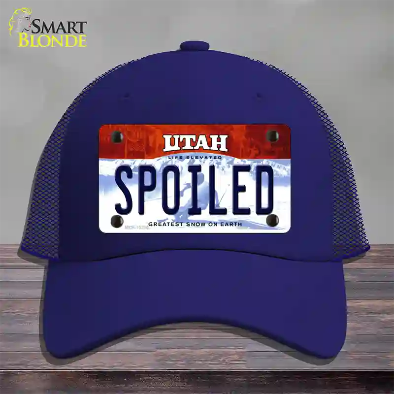 Spoiled Utah Novelty License Plate Hat Mesh / Royal Blue