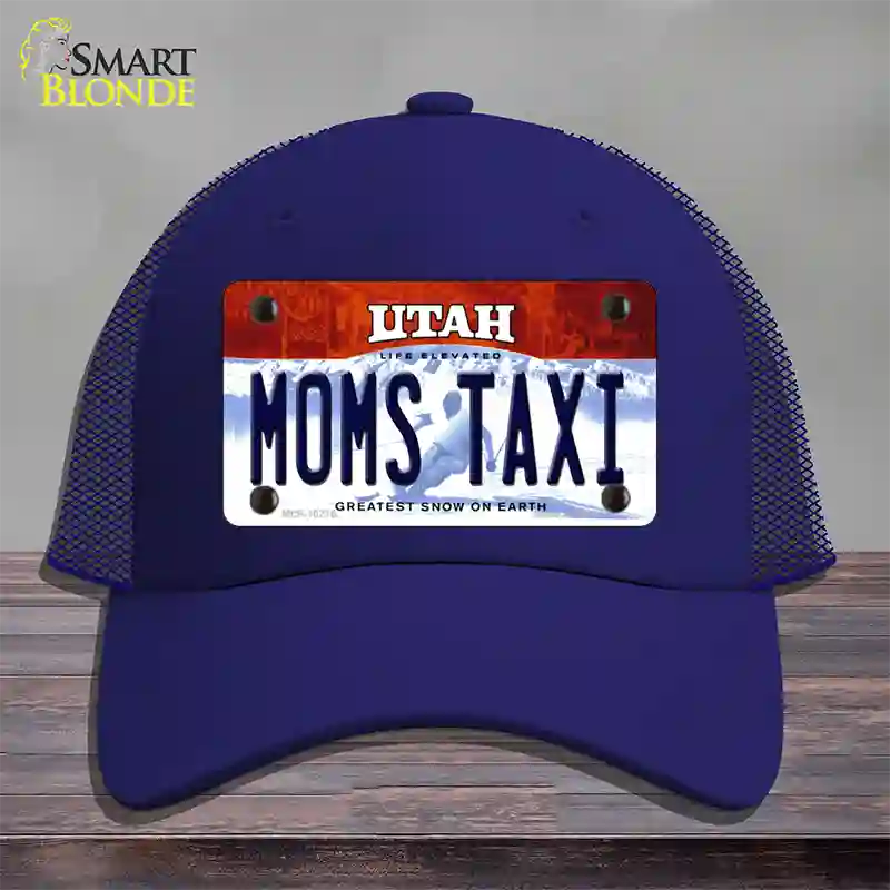 Moms Taxi Utah Novelty License Plate Hat Mesh / Royal Blue