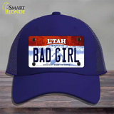 Bad Girl Utah Novelty License Plate Hat Mesh / Royal Blue