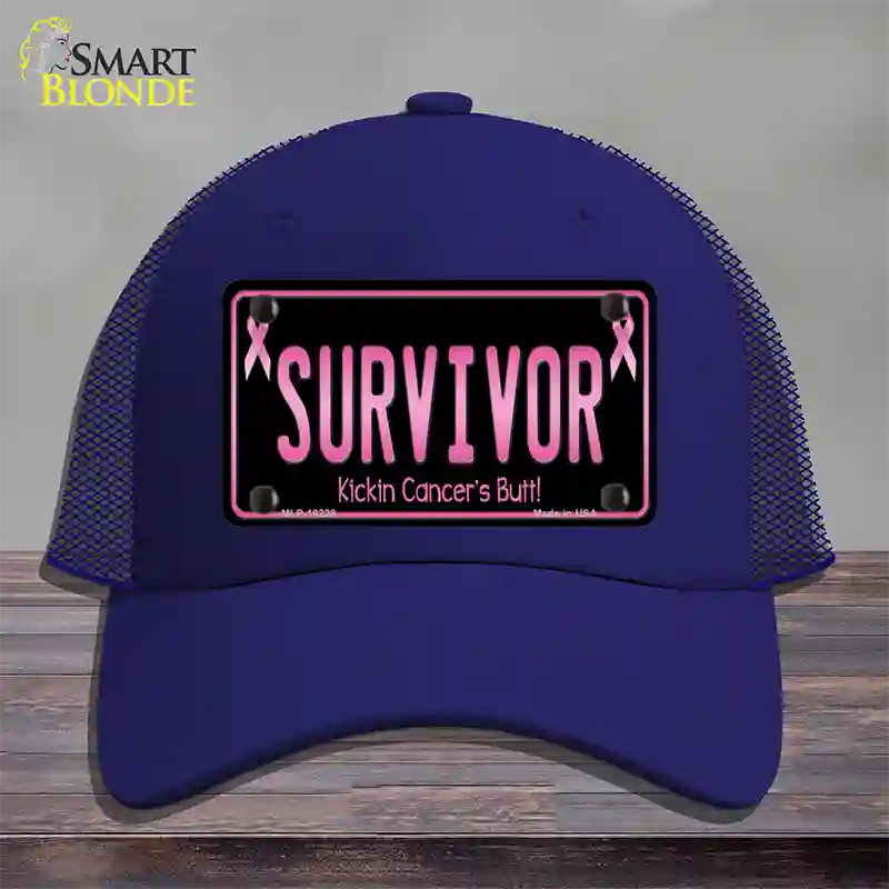 Survivor Novelty License Plate Hat Mesh / Royal Blue