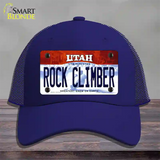 Rock Climber Utah Novelty License Plate Hat Mesh / Royal Blue